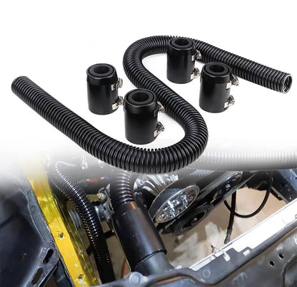 Solidspare 48" Stainless Steel Radiator Flexible Coolant Water Hose w/ Caps Kit Universal