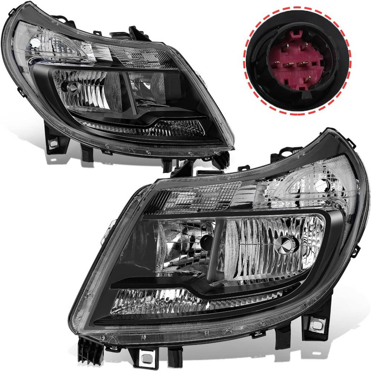 Solidspare Black Left & Right Headlights w/DRL For 14-22 Dodge Ram ProMaster 1500 2500 3500