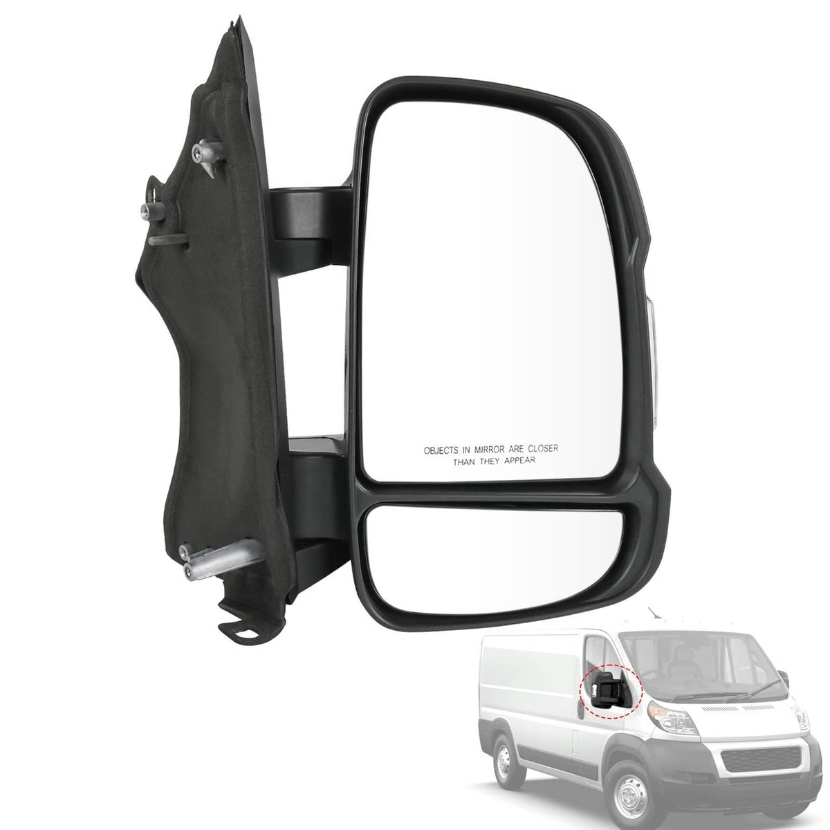 Solidspare Passenger RH Side Manual Door Mirror For 2014-2023 RAM PROMASTER 1500 2500 3500