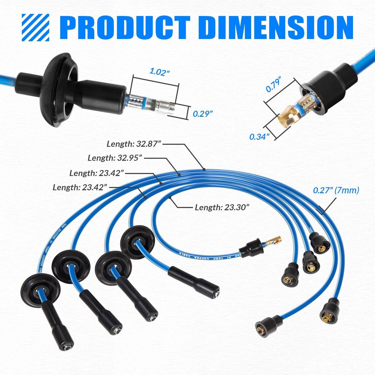 Solid Spare 9407 Blue Ignition Spark Plug Wire Set for Vw Dune Buggy Bug Beetle GHIA Thing