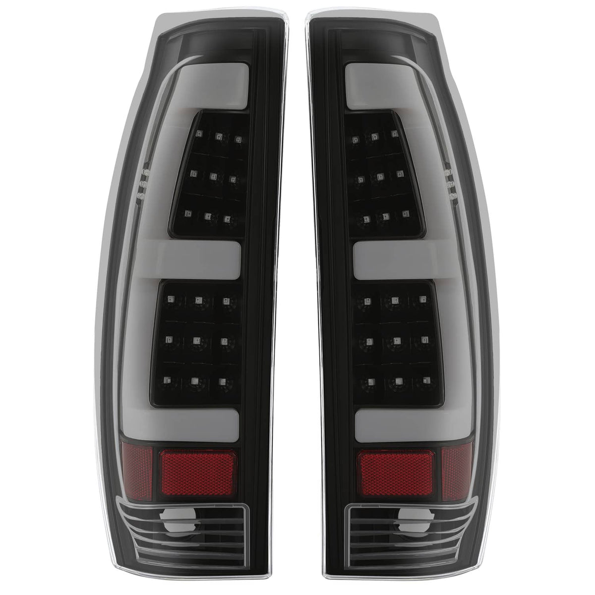 Solid Spare Black Smoke For 02-06 Chevy Avalanche 1500 2500 LED Tube Tail Lights Brake Lamps