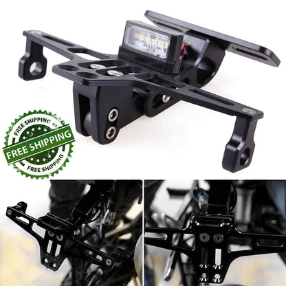 Solidspare CNC Motorcycle Fender Eliminator License Plate Holder Bracket W/ LED Tail Light