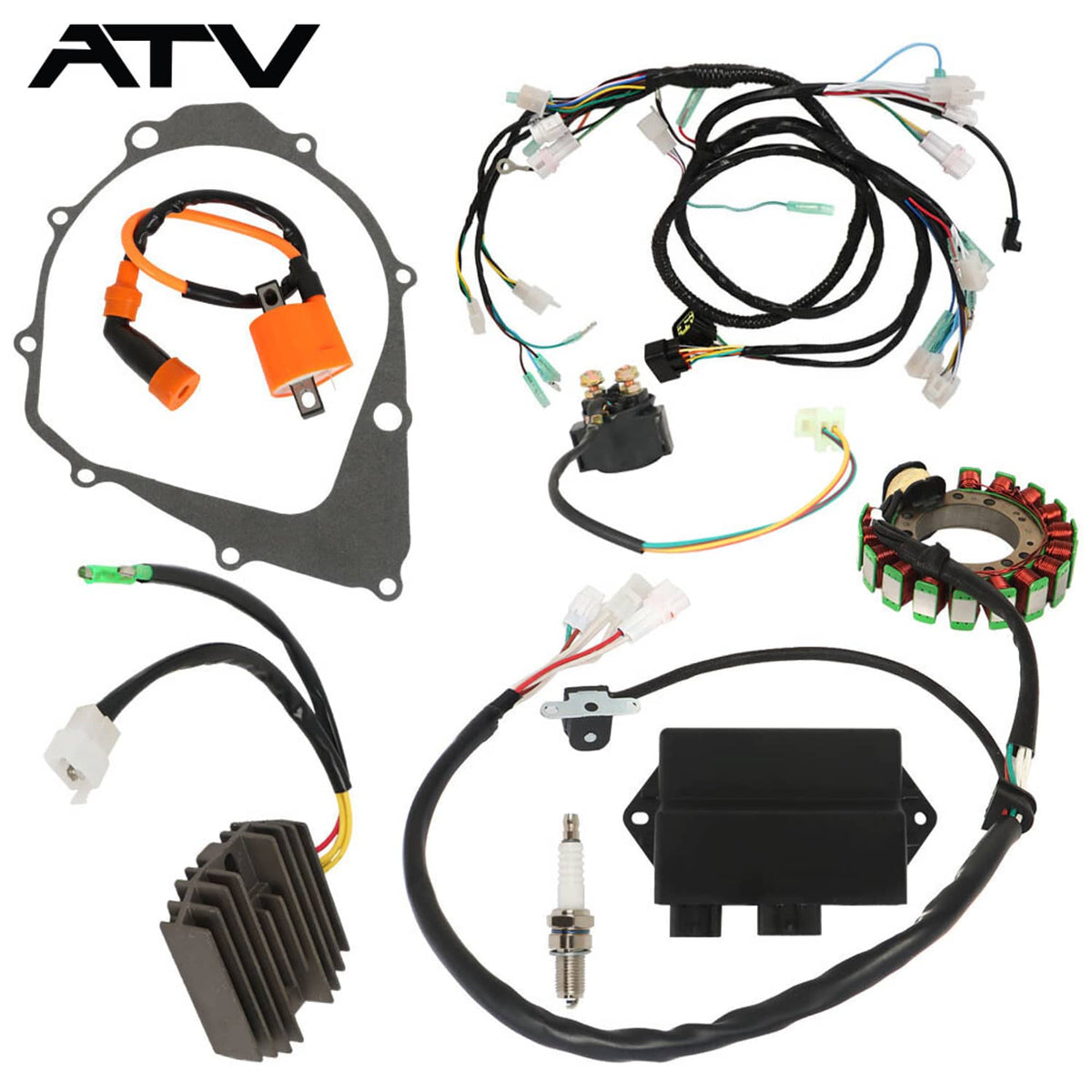 Solidspare Magneto Stator+Ignition Coil+Wire Harness CDI Kit For Yamaha Warrior 350 YFM350X
