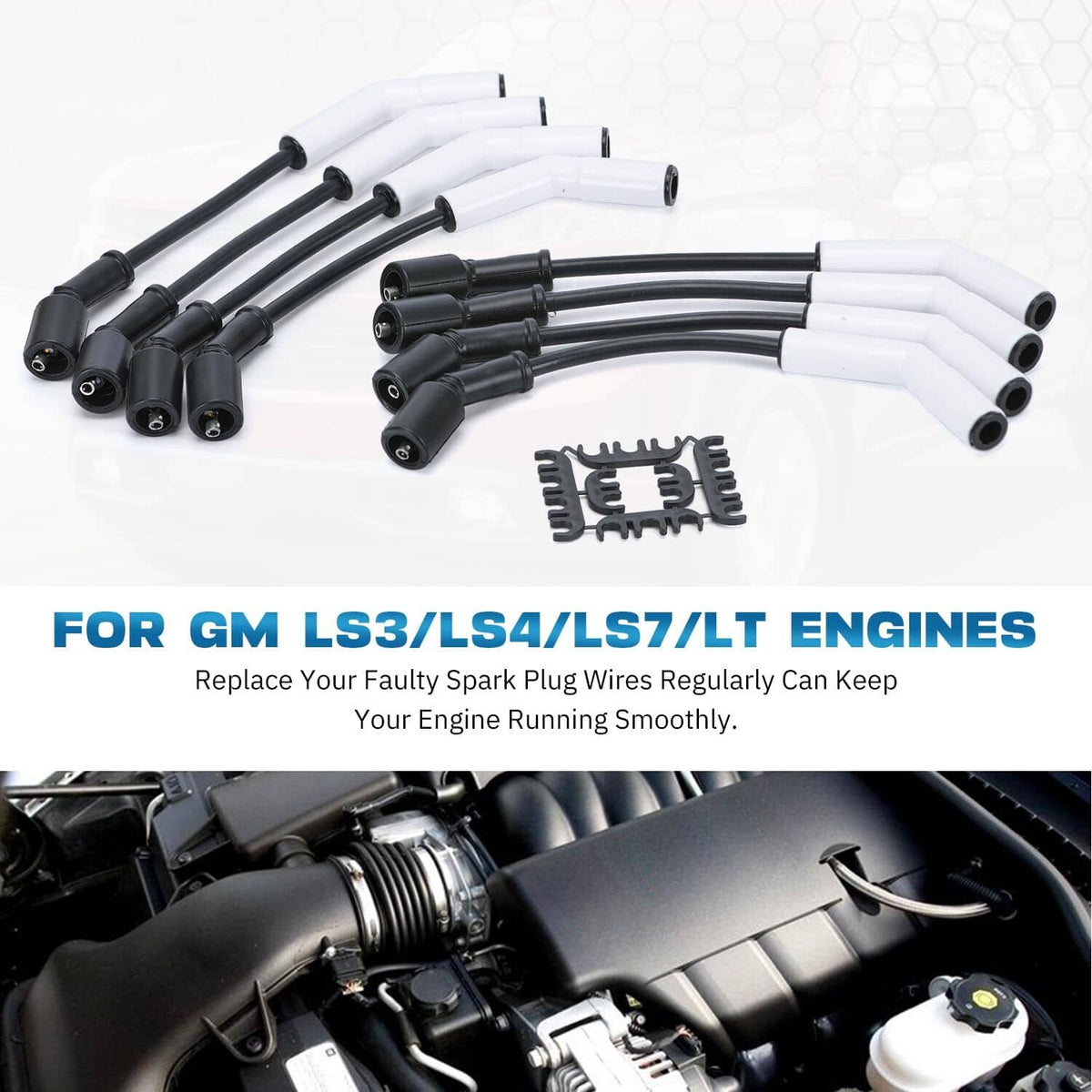 Solidspare For GM LS3/LS4/LS7/LT N0I8 Spark Plug Wire Set 9070C Extreme 9000 Ceramic Boot