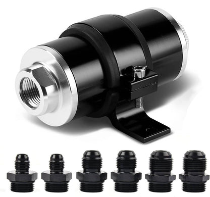 Solidspare New 30 Micron Inline Fuel/Petrol Filter & Bracket Billet Aluminum An6/An8/An10