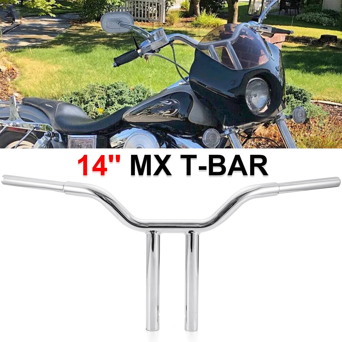 Solidspare Chrome 14" MX-T Bars Handlebar For Harley Sportster XL Iron 883 1200 48 FLST US