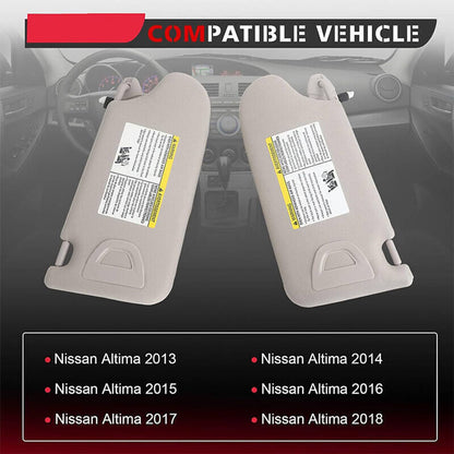 Solidspare Right & Left Sun Visors w/ Lighted Fit For Nissan Altima 2.5L 3.5L 2013-2018
