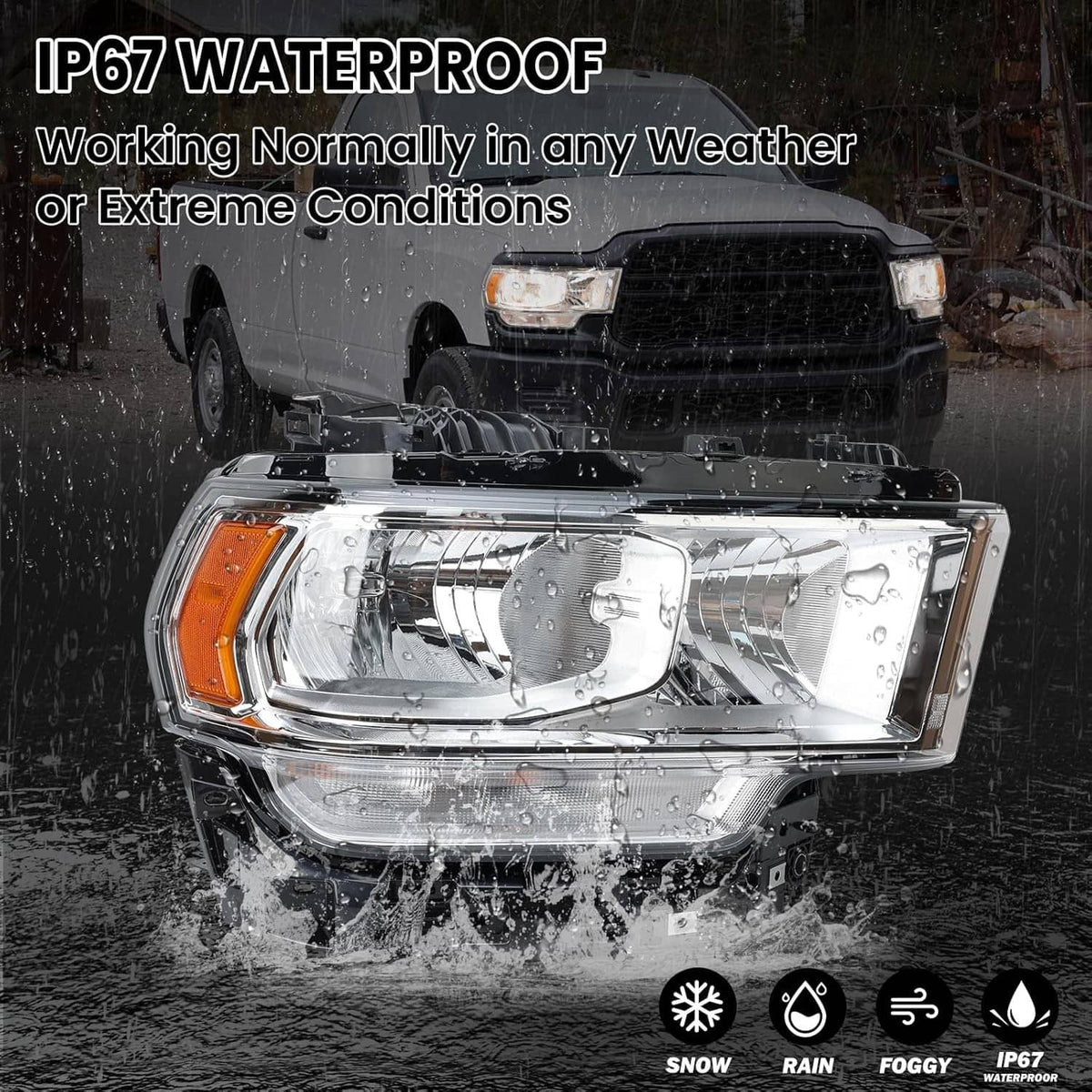 Solidspare For 2019-2024 Ram 2500 3500 Halogen Chrome Headlight Assy Right Passenger Side