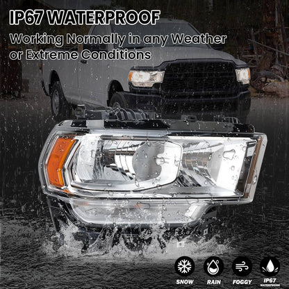 Solidspare For 2019-2024 Ram 2500 3500 Halogen Chrome Headlight Assy Right Passenger Side