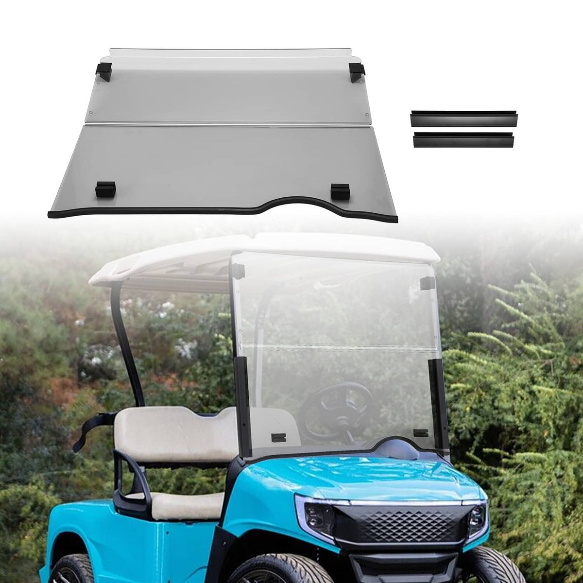 Solidspare Fits for EZGO RXV Front Tinted Full Windshield Windscreen 2008-UP Folding Style