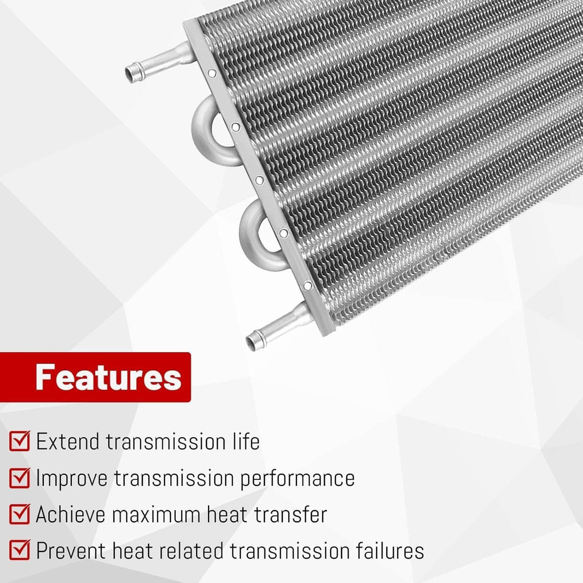 Solidspare Universal 6 Rows Aluminum Remote Transmission Oil Cooler Radiator Converter Kit