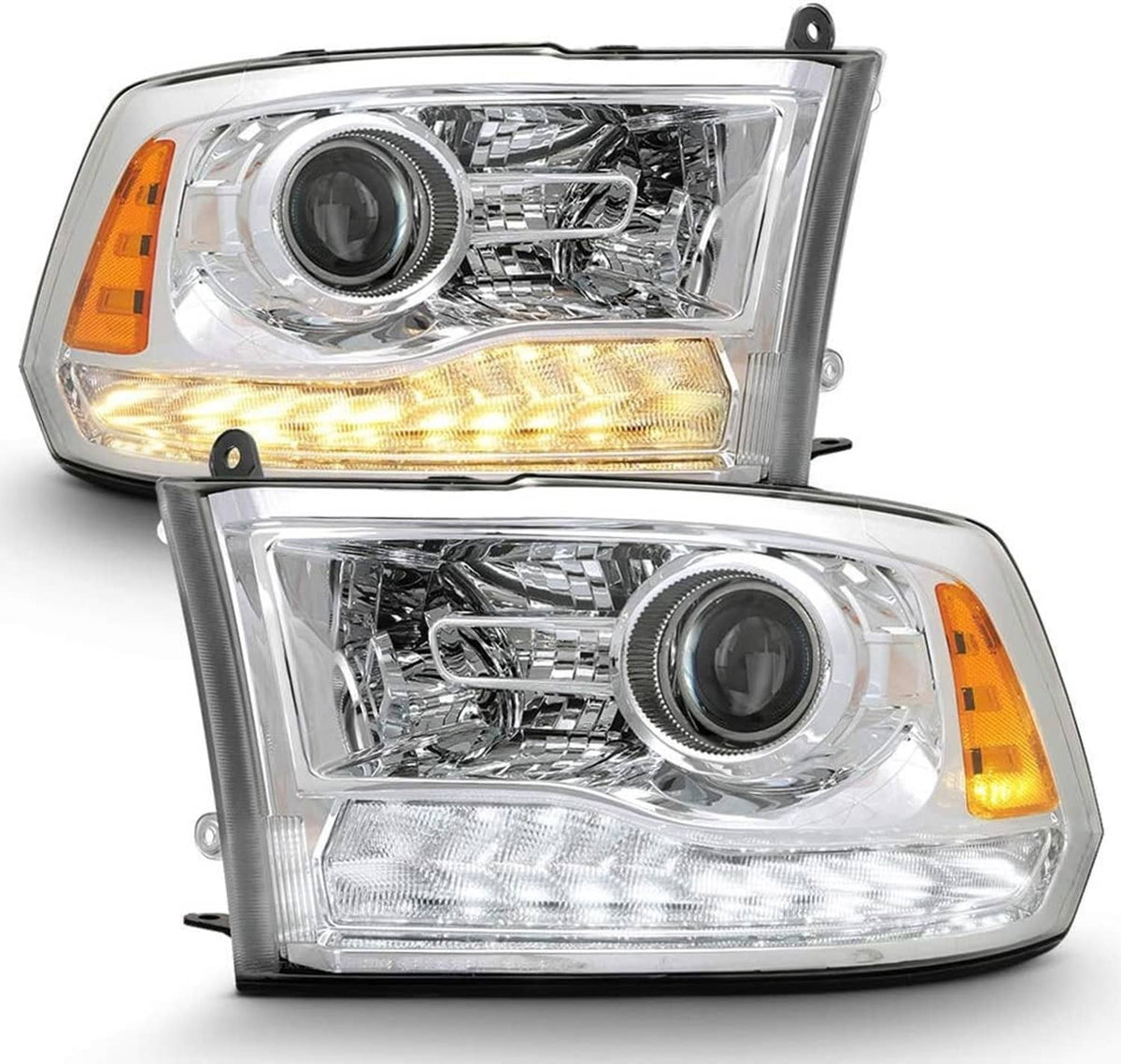 Solidspare For 2009-2018 Dodge Ram 1500 2500 3500 Pickup w/LED Projector Chrome Headlights