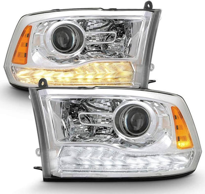 Solidspare For 2009-2018 Dodge Ram 1500 2500 3500 Pickup w/LED Projector Chrome Headlights