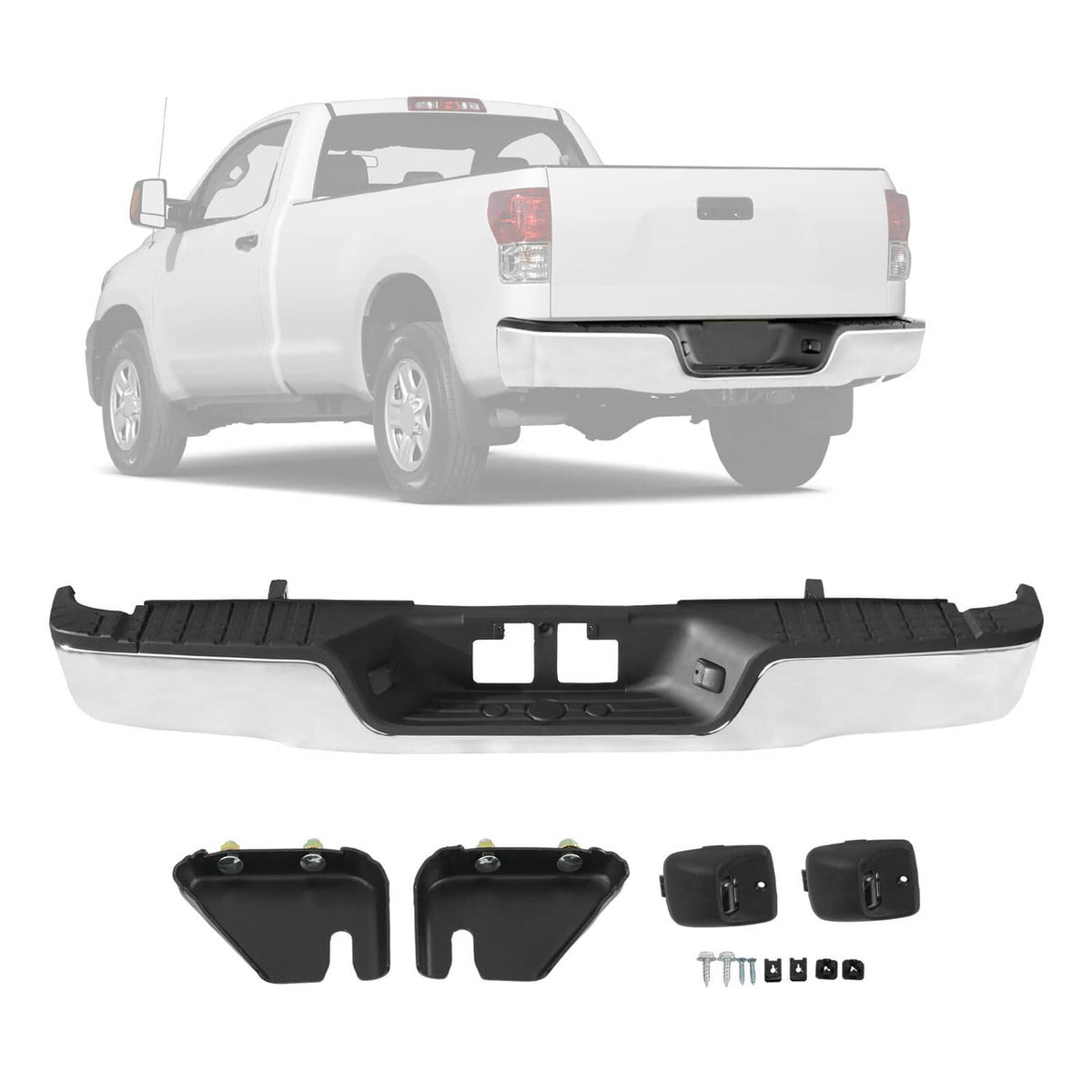 Solidspare TO1103117 Chrome Rear Step Bumper Assembly W/o Hole For 2007-2013 Toyota Tundra