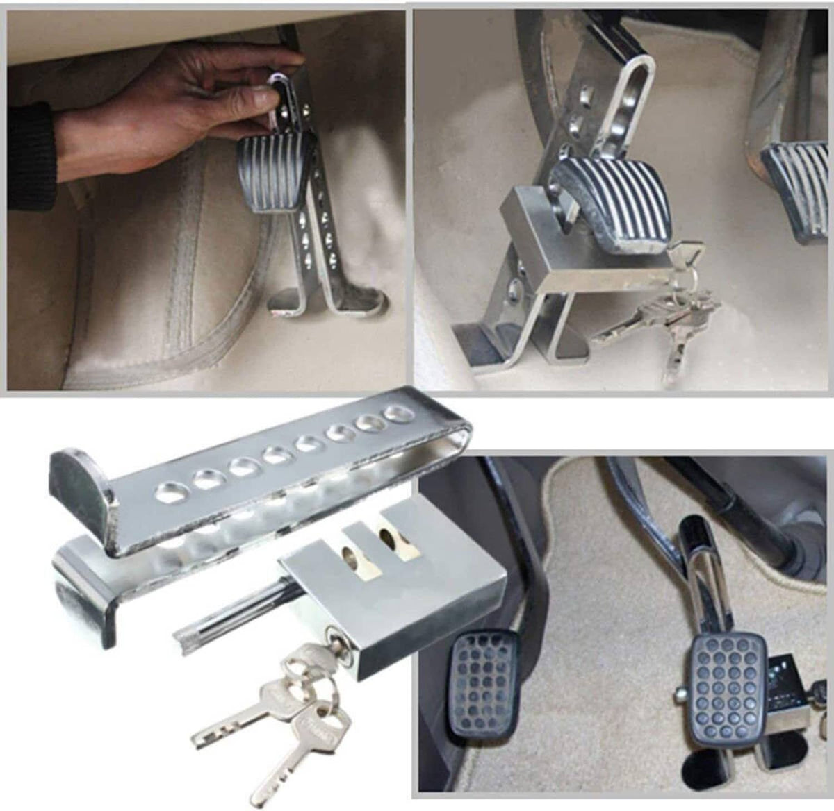 Solidspare Brake Clutch Lock Vehicle Anti-Theft Device Car Pedal Security Lock Tool & 3 Key