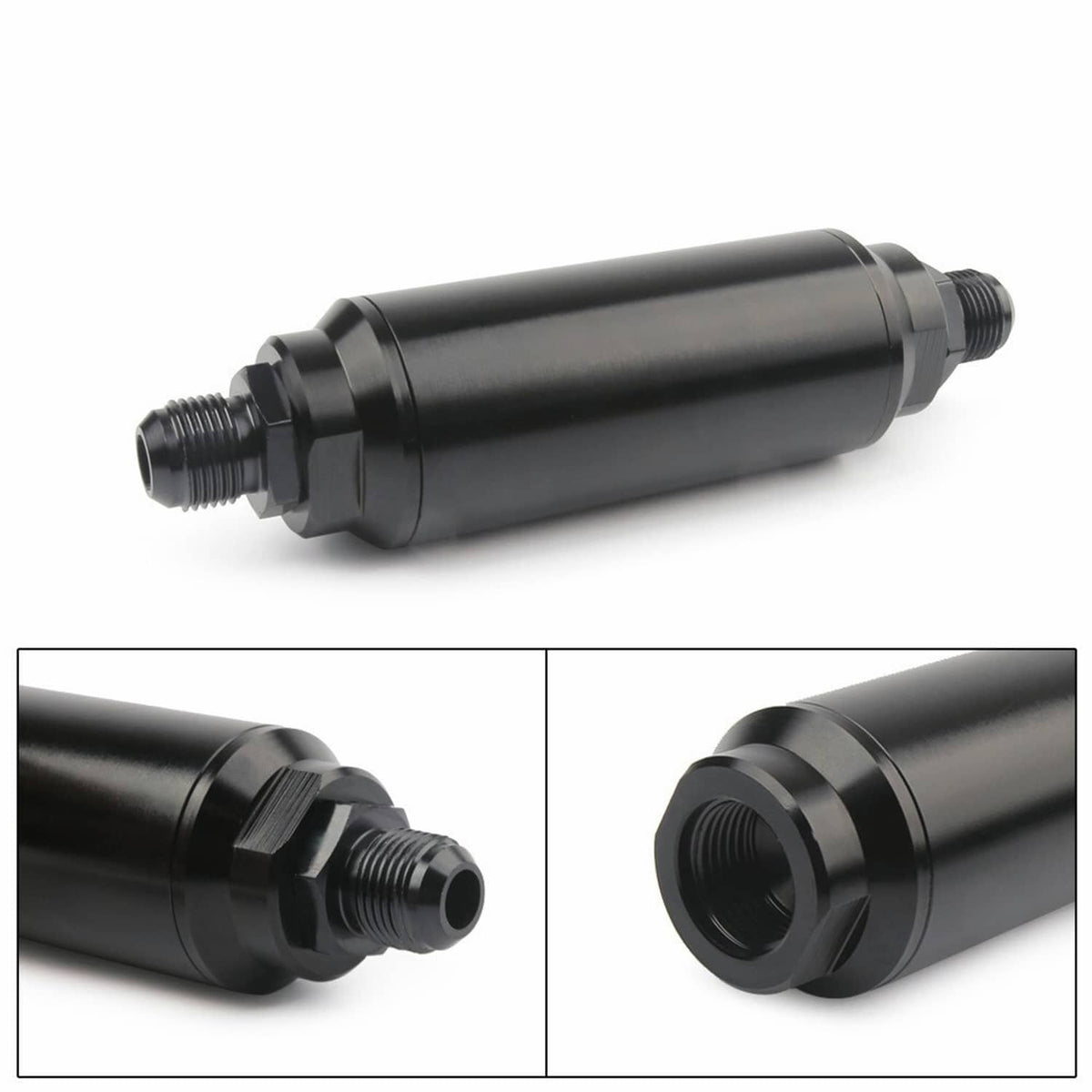 Solid Spare Universal Racing In-Line Fuel Filter AN6 AN8 AN10 Adapter 40 Micron Cleanable