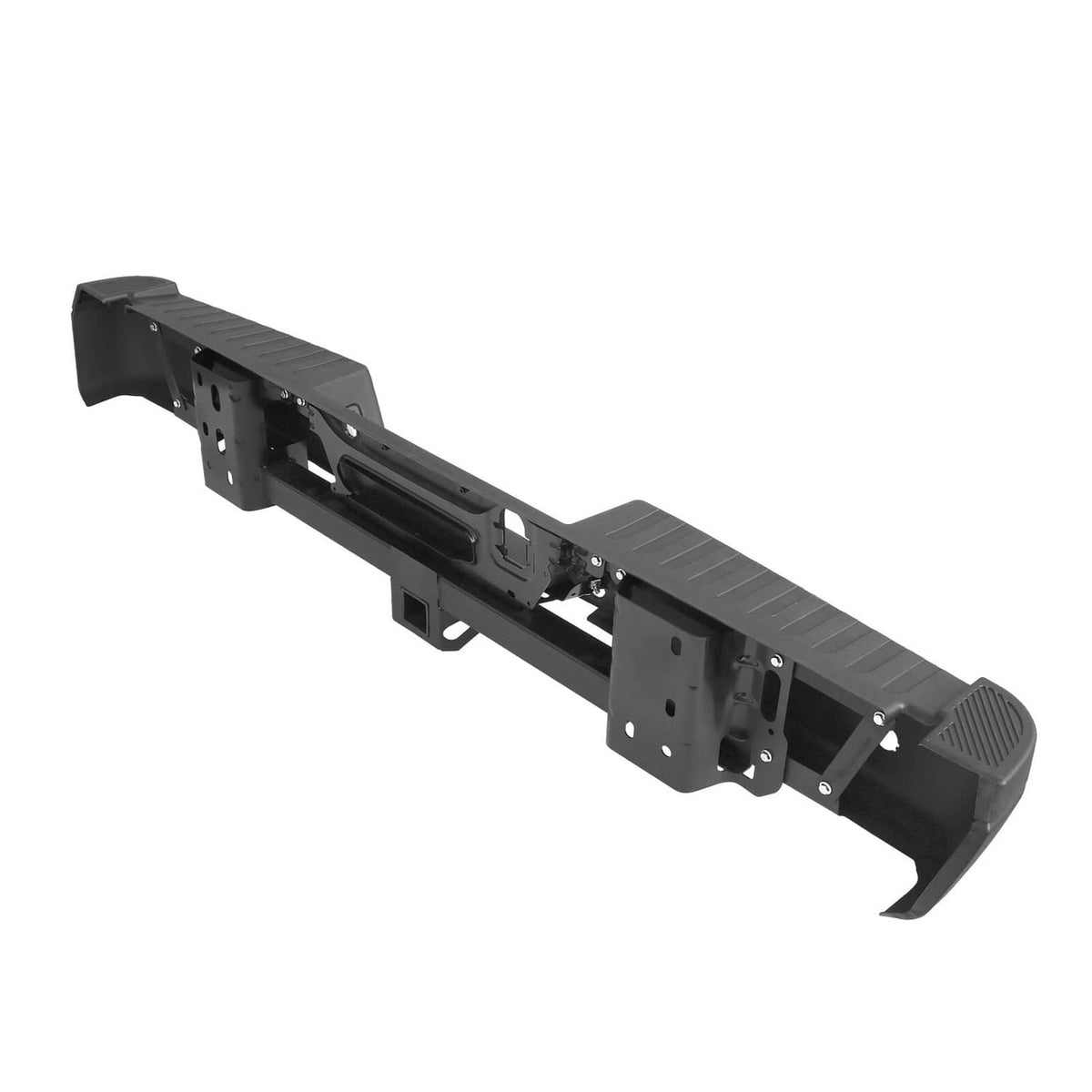 Solidspare Black Rear Bumper Assembly w/ Max Tow Hitch w/ Sensor Holes For 15-20 Ford F-150