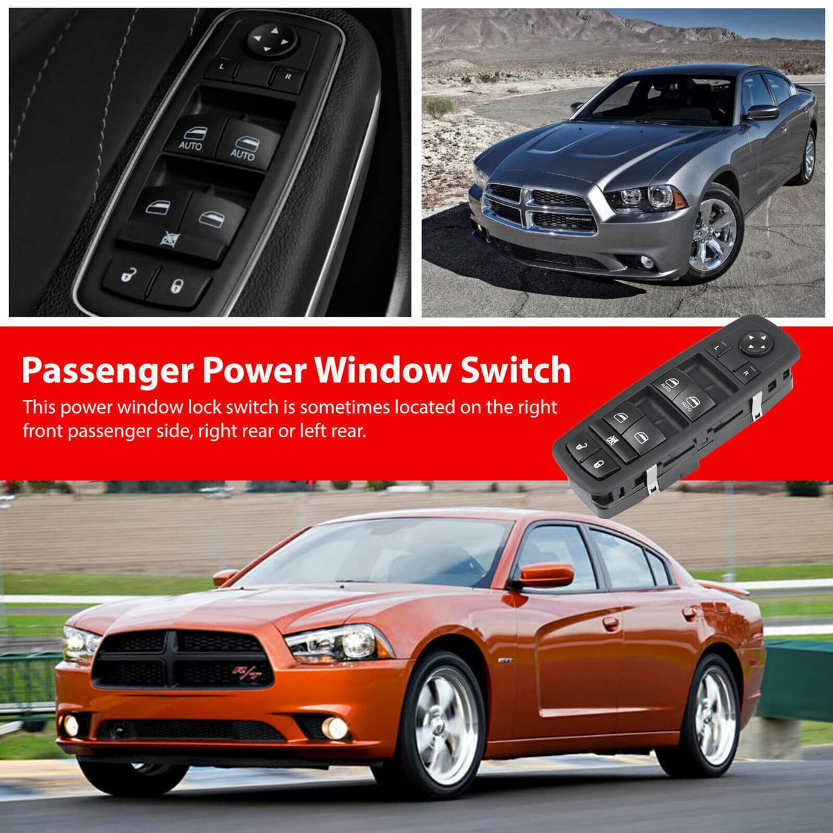 Solidspare New Front Driver Side Window Switch For 2016-2018 Ram 1500 2500 56046823AE Black