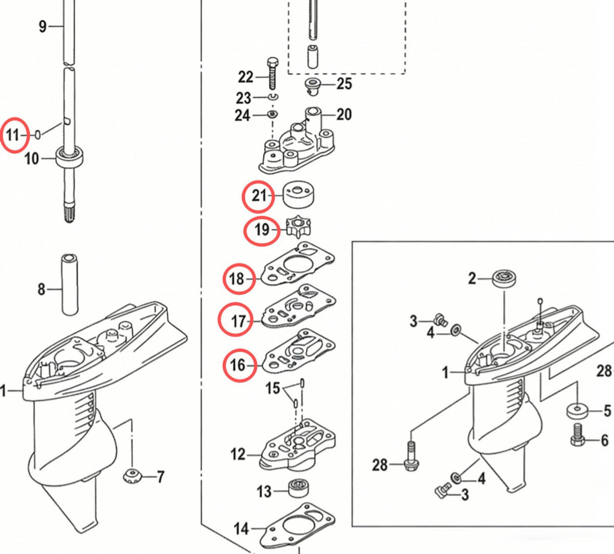 Solid Spare 2.5HP 3.5HP Mercury Mariner Water Pump Repair Kit F2.5 F3.5 4S Outboard 16159A2