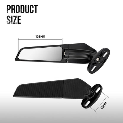 Solidspare Pair Side Mirrors For Yamaha YZF R1 R3 R6 Adjustable Rearview Wind Wing Mirror