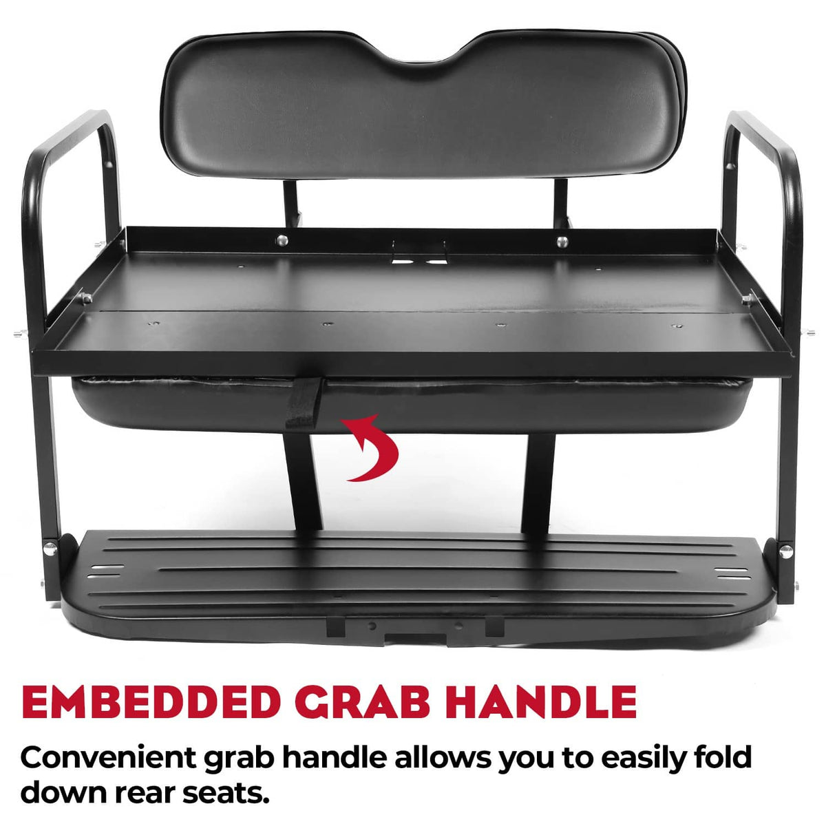 Solidspare Golf Cart Flip Folding Rear Back Seat Kit Black For EZGO Marathon Pre-1994