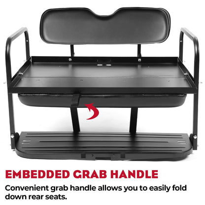 Solidspare Golf Cart Flip Folding Rear Back Seat Kit Black For EZGO Marathon Pre-1994
