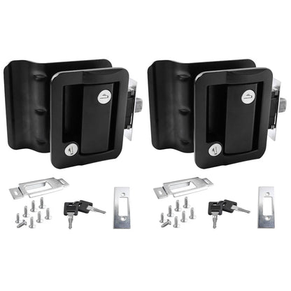 Solidspare 2Pcs Black RV Paddle Entry Door Lock Latch Handle Knob Deadbolt Camper Trailer