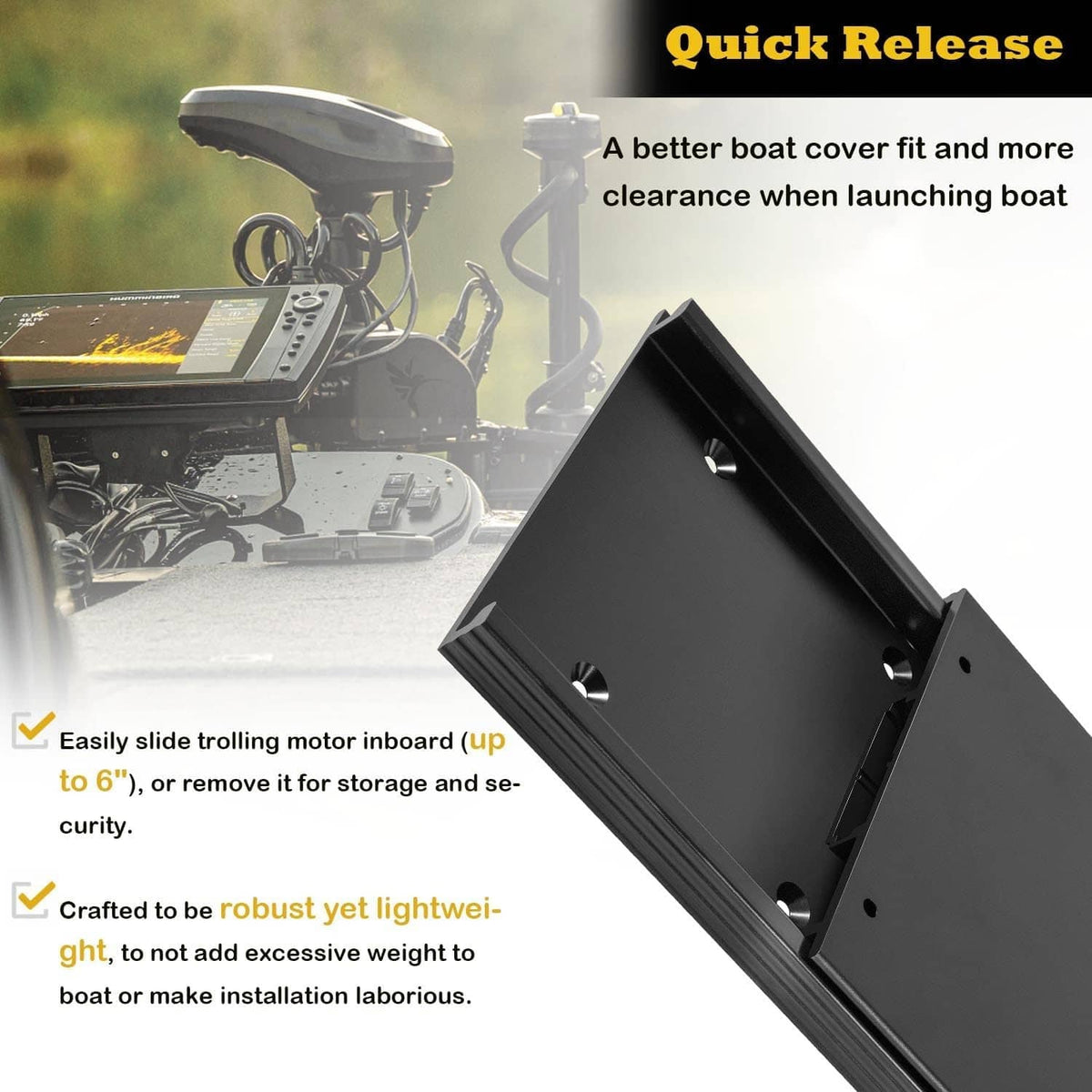 Solid Spare MKA-51 Electric Steer Trolling Motor Quick Release Bracket for Ulterra 1854051