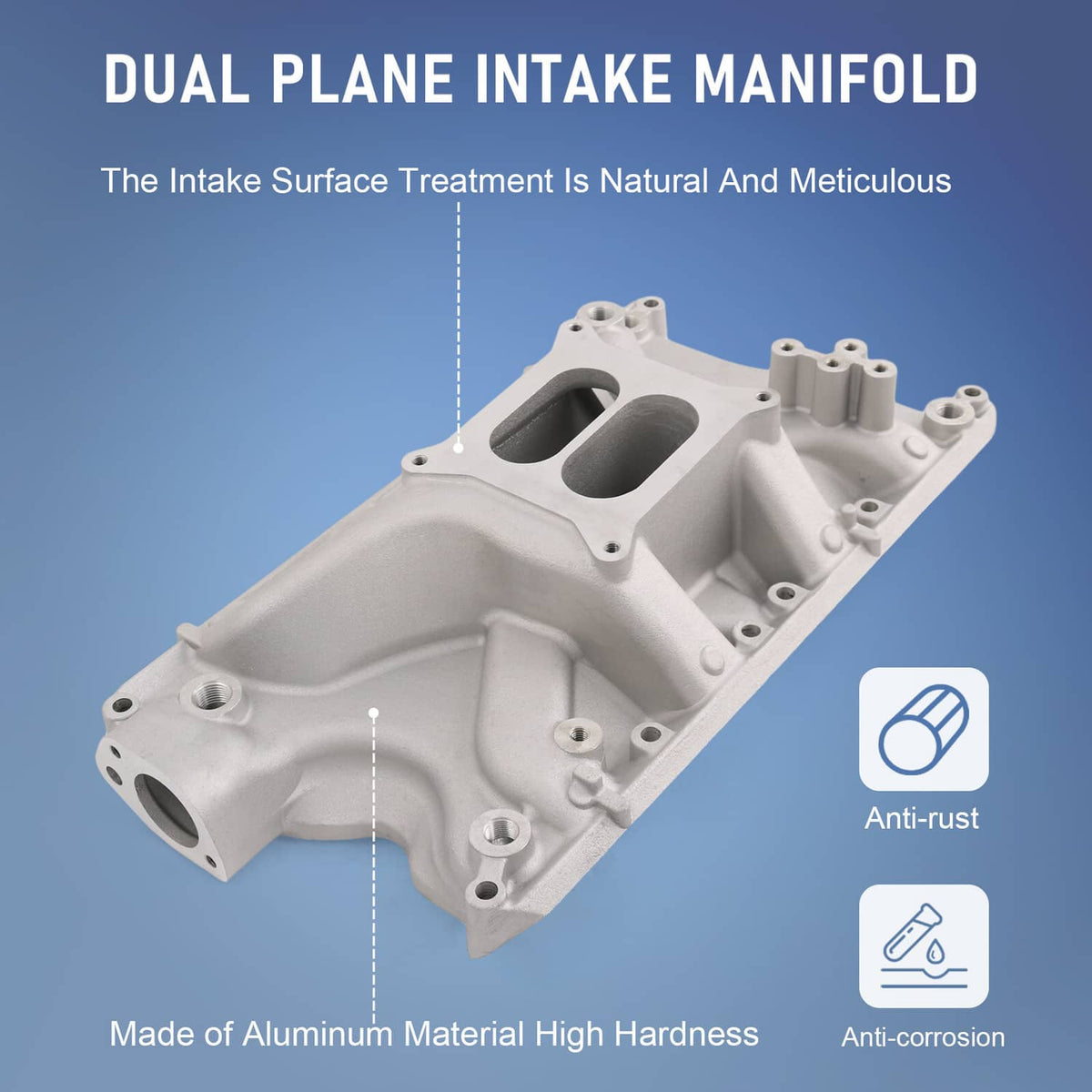 Solidspare Dual Plane Aluminum Intake Manifold Fits Ford Small Block Windsor V8 5.8L 351W