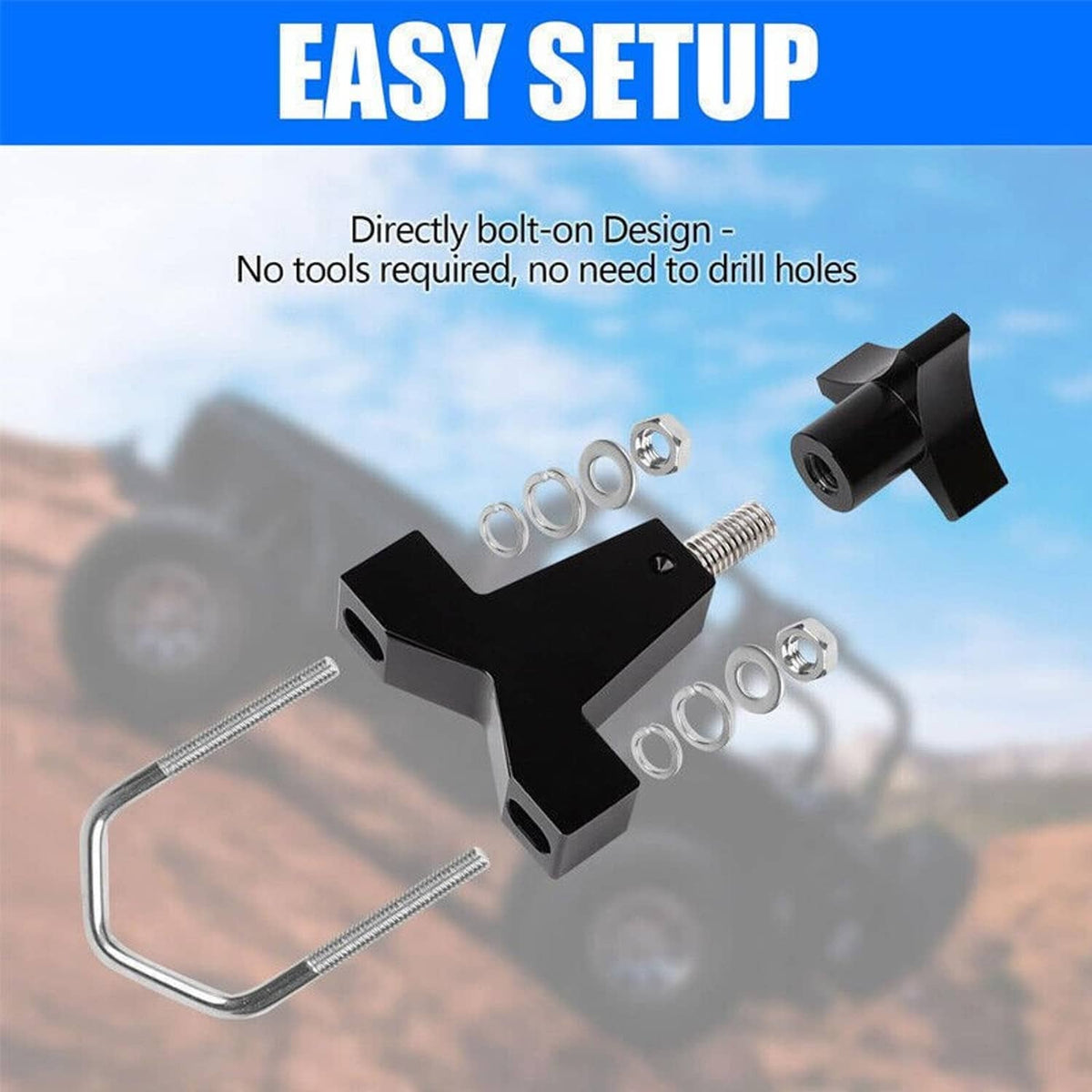 Solidspare BLACK Hi-Lift Jack Tube Mount 1”-2.5” for Jeep Rzr Offroad Polaris Universal