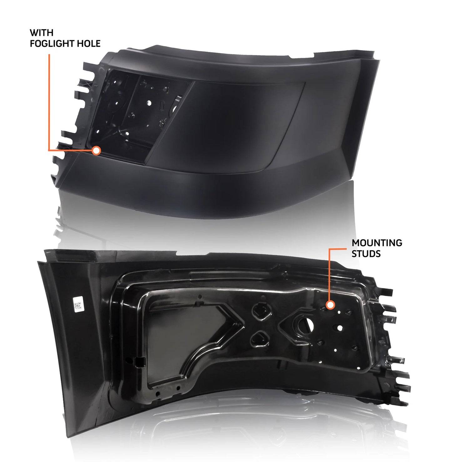 LH+RH Front Bumper End Cap Extension Corner W/Fog Light Hole For Volvo VNL 04-18