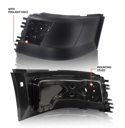 LH+RH Front Bumper End Cap Extension Corner W/Fog Light Hole For Volvo VNL 04-18