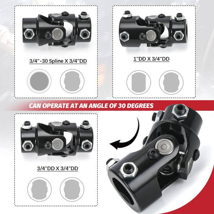 Solidspare Black Steering Box U Joint 36" Steel Steering Shaft & 3/4" Support Bearing GM