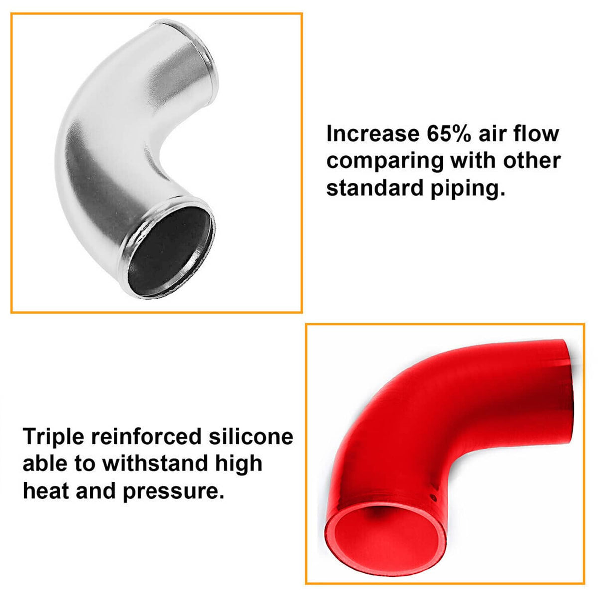 Solidspare Universal  3" inch Aluminum Intercooler Turbo Piping Kit Hose + Silicone + Clamp
