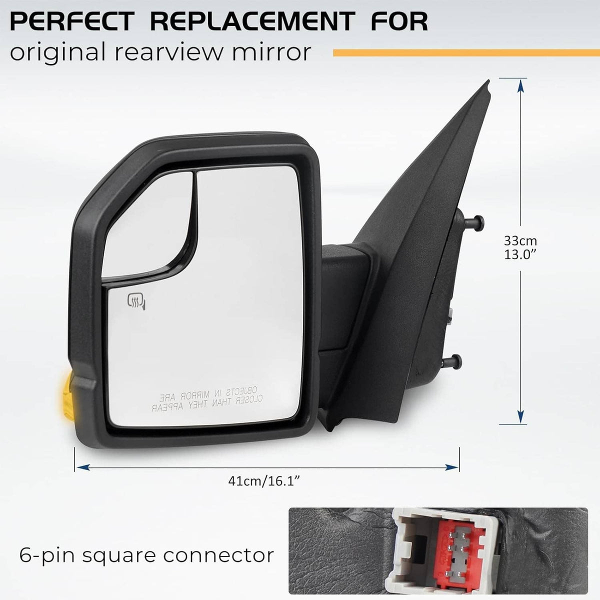 Solidspare Mirror Passenger Left Side Heated 6Pin For Ford F150 F-150 Truck 2015-2020 New