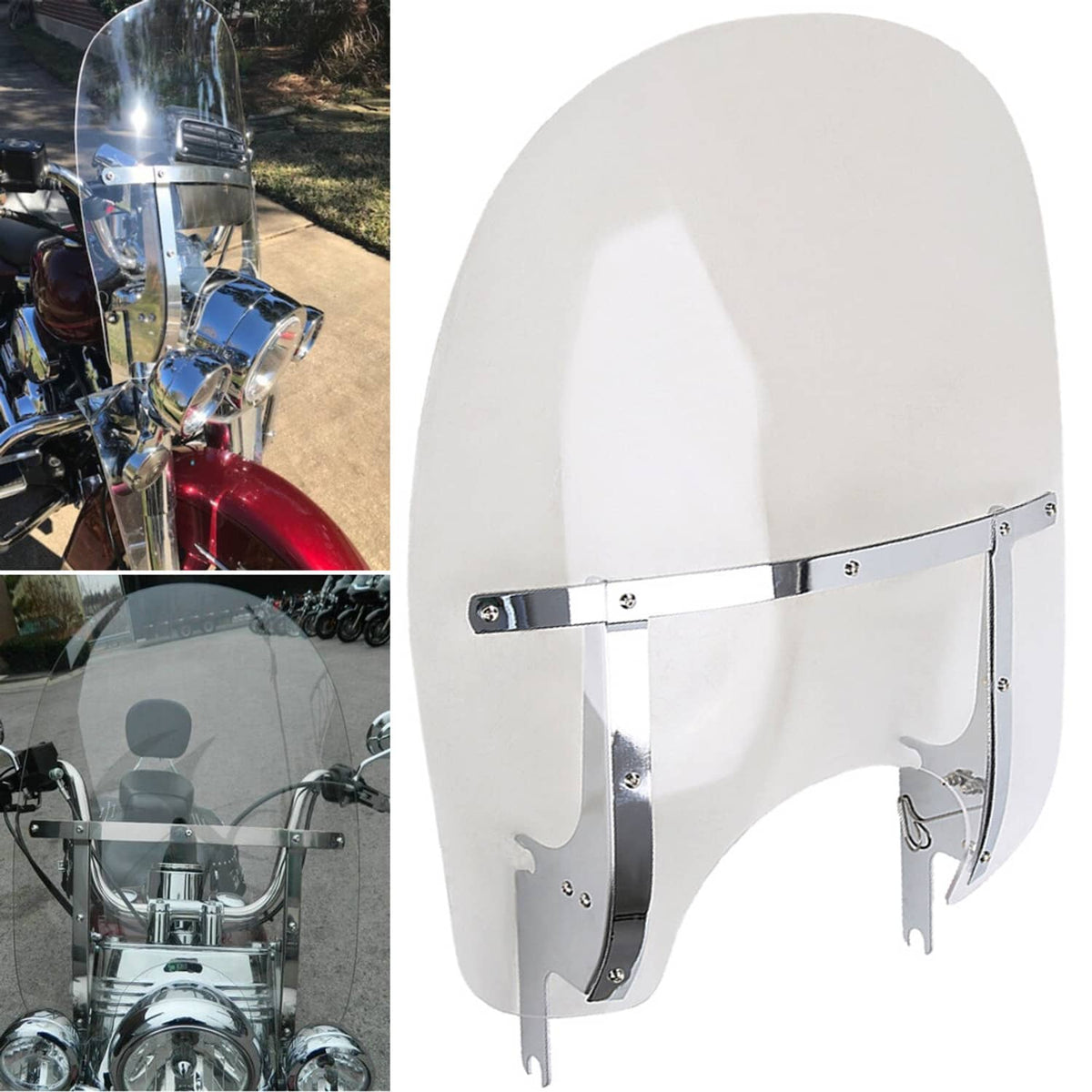 Solidspare 28'' x 22'' Detachable Quick Release Windshield For Harley Road King 94-24 Clear