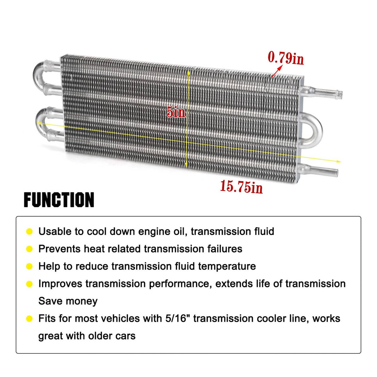 Solidspare Aluminum Transmission Oil Cooler + Hose /Mounting Kit 4 Row Radiator Auto-Manual