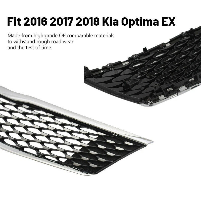 6PCS For 2016-2018 Kia Optima EX Front Bumper Grille & Bracket Molding Trim