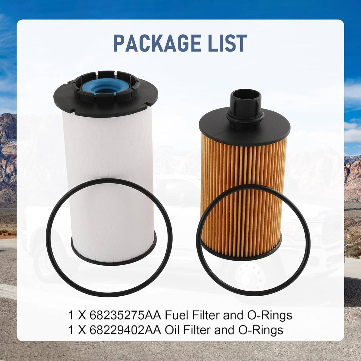 Solidspare 68235275AA Fuel Filter + Oil Filter For Ram 1500 3.0L V6 Ecodiesel Engine 14-19
