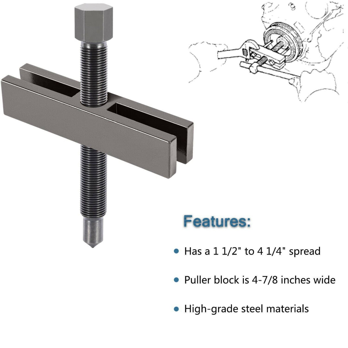Solid Spare 7393 Gear and Pulley Puller Replace for OTC 7393 with 5-1/2" Long Forcing Screw