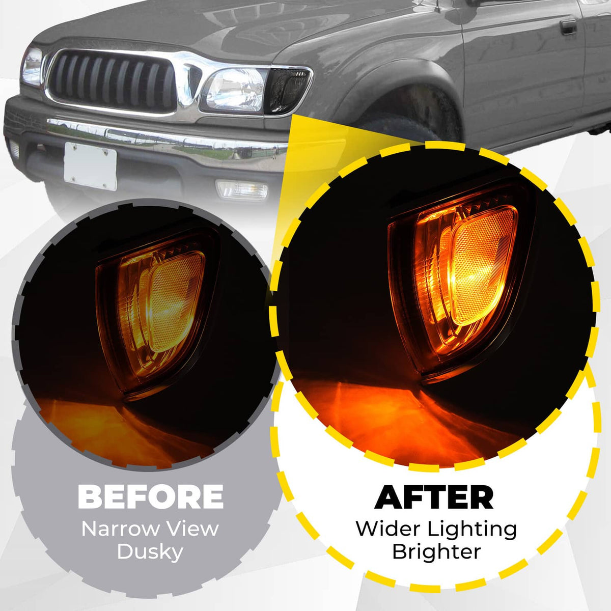 Solid Spare Pair of Smoke Lens Chrome Trim Corner Lights Lamps For Toyota Tacoma 2001-2004