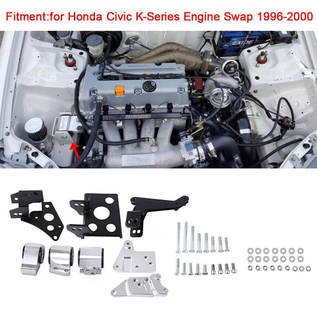 Solidspare Engine Mount Bracket For K-Swap EK Chassis 96-00 Honda Civic K20 K24 K-Series