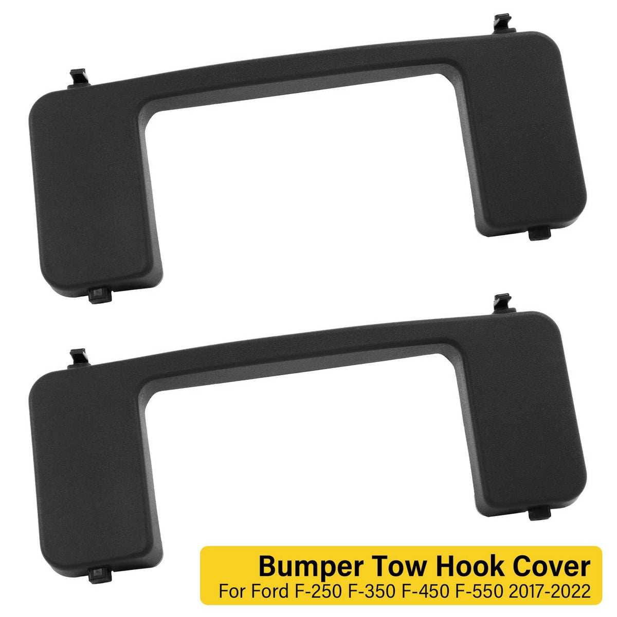 Solid Spare Pair Front Bumper Tow Hook Cover Cap For Ford F250 F350 Super Duty XL XLT 17-22