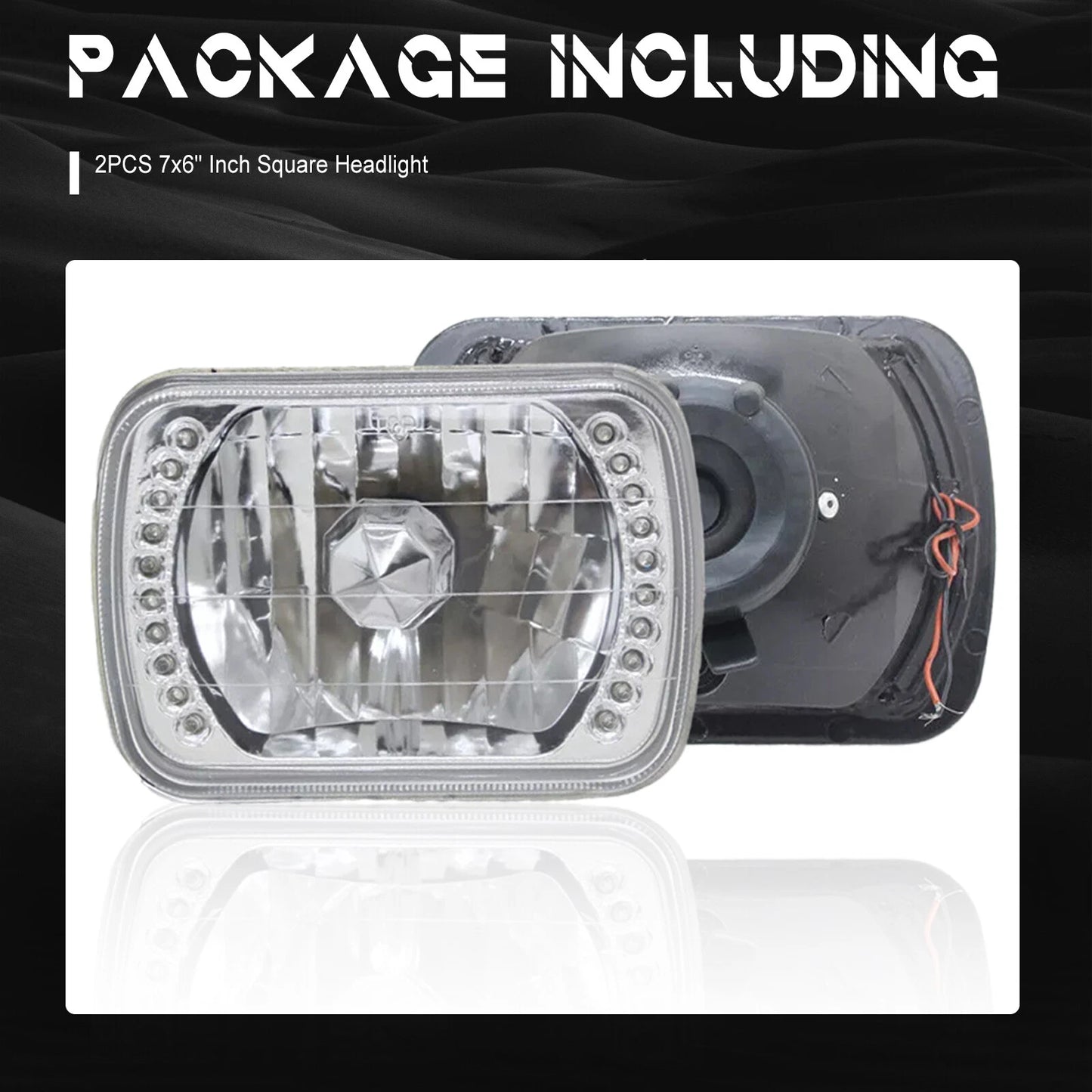 Pair For Mazda B2200 B2600 RX-7  5X7" 7X6" H4 LED Red Halo Headlights W/O Bulbs