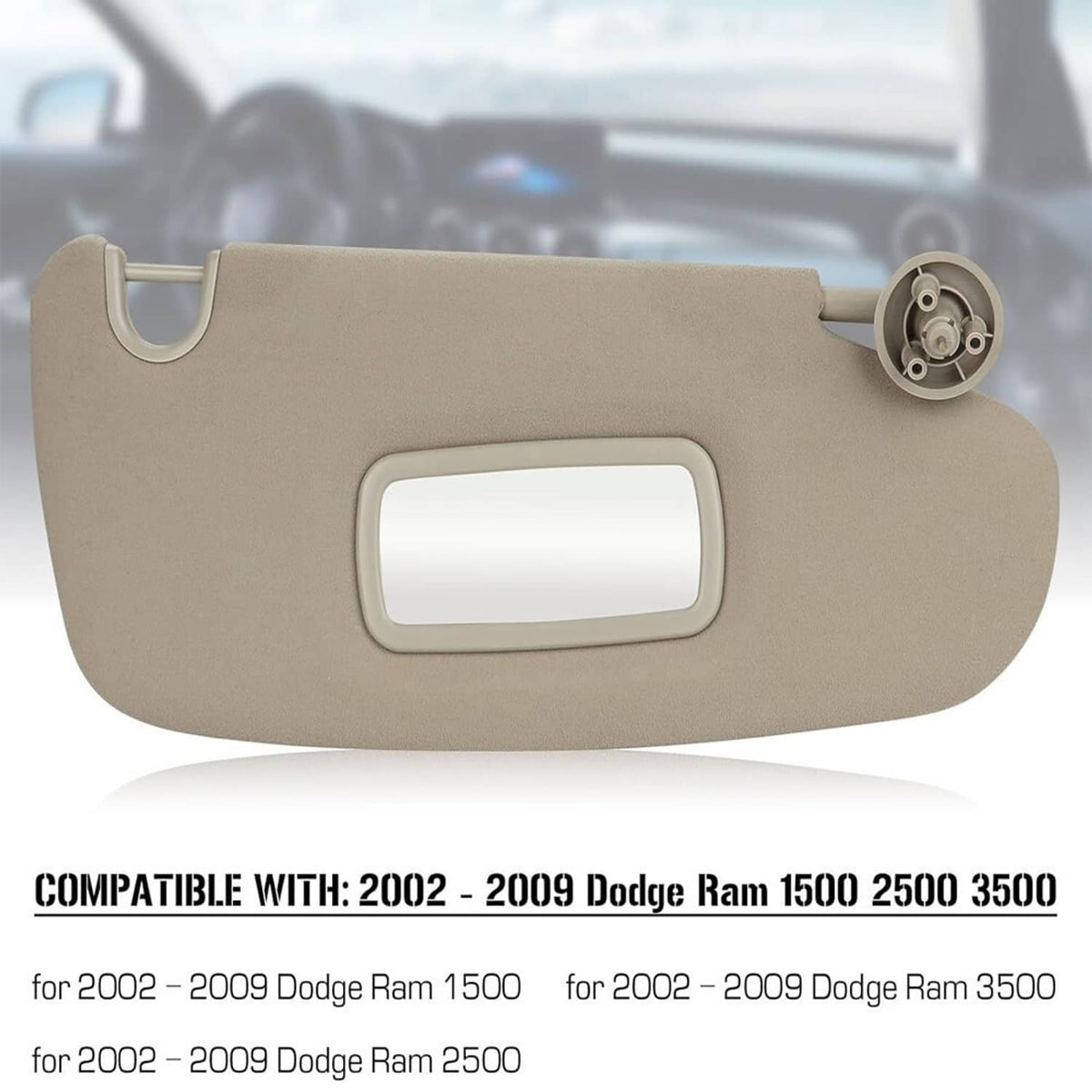 Solidspare 2Pcs Sun Visor Set Left & Right For 2002-2009 Dodge Ram 1500 2500 3500 Beige