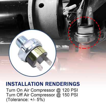 Solidspare Air Pressure Control Switch Valve F/Horn Compressor Tank 12V 120-150 PSI