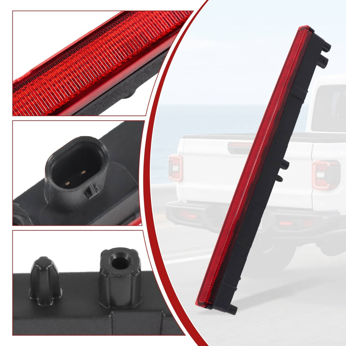 Solidspare 68338388AC Rear Center High Mounted Stop Lamp 3rd Brake Light For Jeep Gladiator