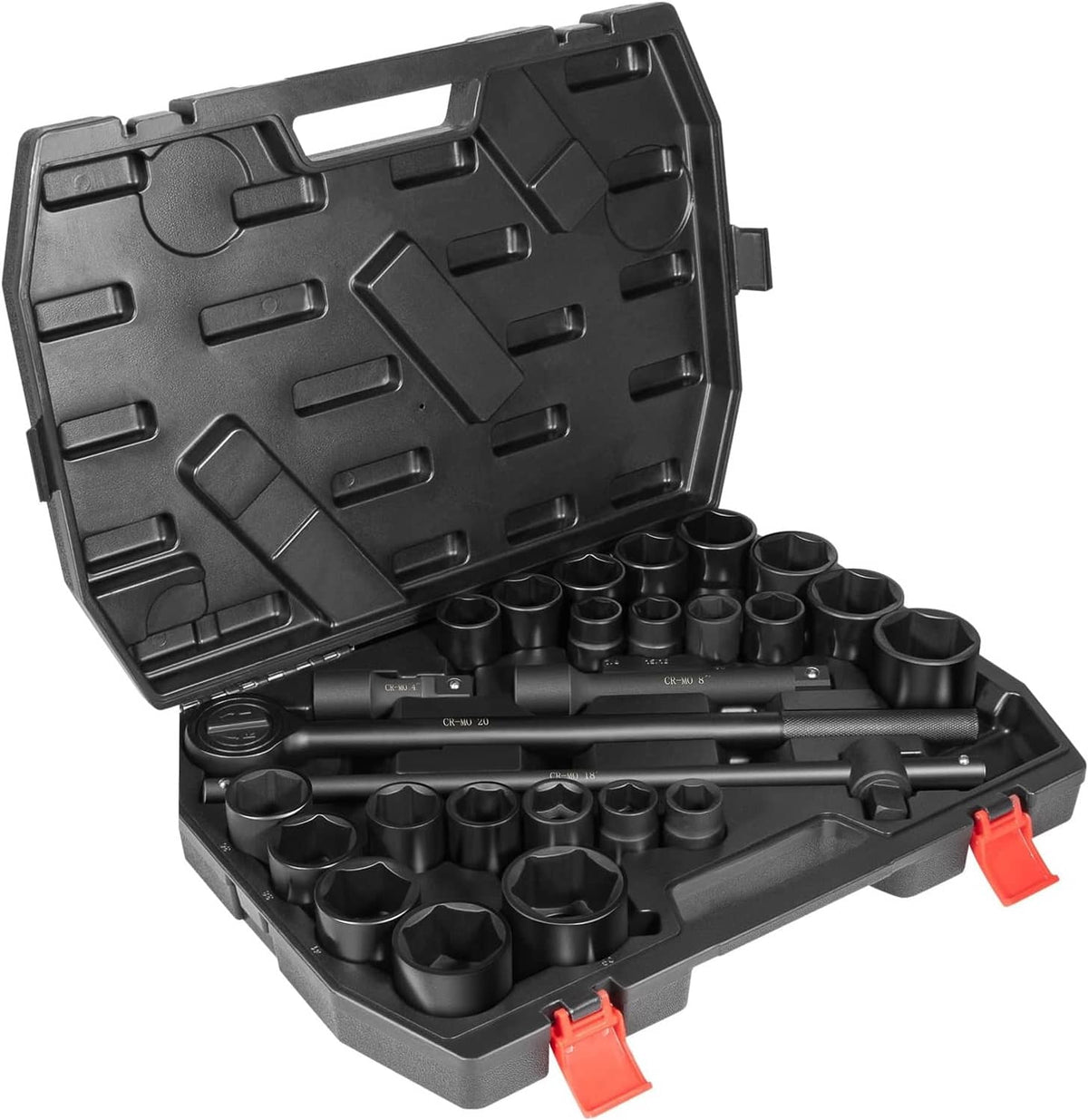 Solid Spare 3/4" Drive Deep Impact Socket Set 27Pcs SAE 7/8"-2" Metric 22-50 MM Standard Kit