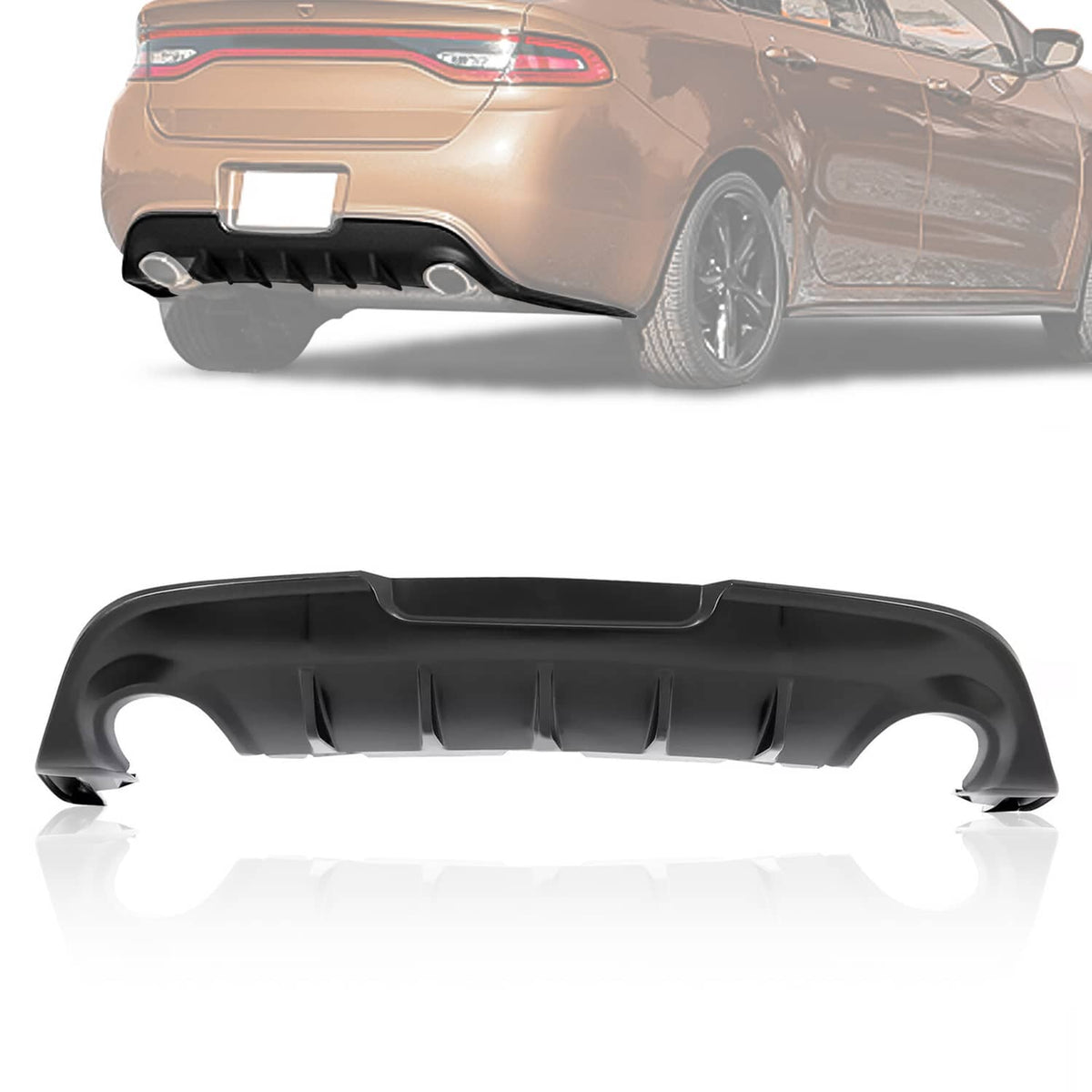 Solid Spare For Dodge Dart 2013-2016 14 15 GTS Style PP Black Rear Bumper Lower Diffuser Lip