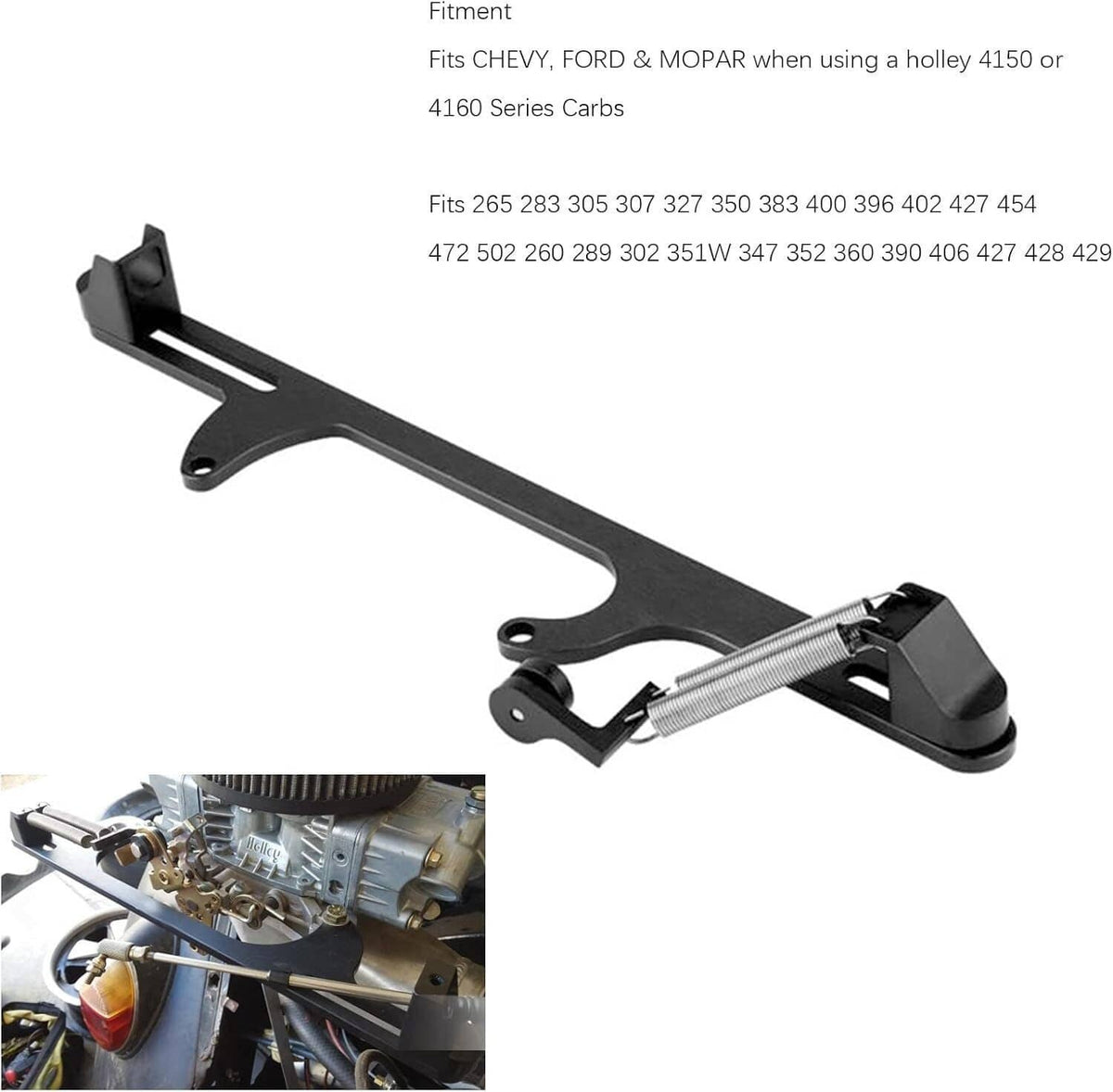 Solidspare New Throttle Cable Carb Bracket For Holley 4150 4160 Carburetor 350 SBC Aluminum